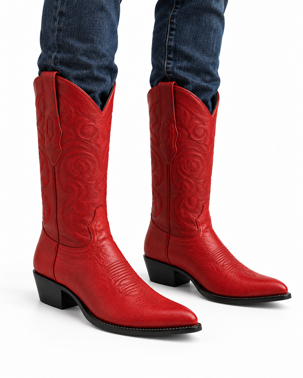 Men's Los Altos Boots Smooth Ostrich Red Cowboy Boots J-Toe