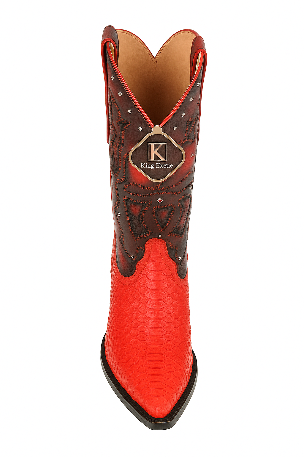 Men's King Exotic Boots Genuine Python 3x Toe Red (495vf5712) 4   - from alligatorwarehouse.com