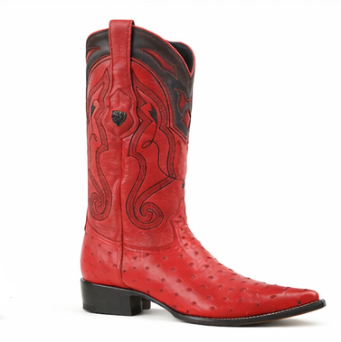 Red Ostrich Boots Pointy Toe