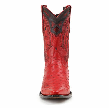 Red Ostrich Boots Pointy Toe