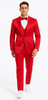 Red Satin texture double breasted vest peak lapel 3 piece skinny fit Tazzio mens suit with matching bowtie 5 M390SK-02-42S  - from alligatorwarehouse.com