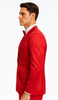 Red Satin texture double breasted vest peak lapel 3 piece skinny fit Tazzio mens suit with matching bowtie 7 M390SK-02-42S  - from alligatorwarehouse.com