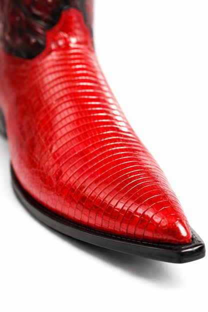 Men's King Exotic Boots Teju Lizard 3x Toe Red (495vf0712)