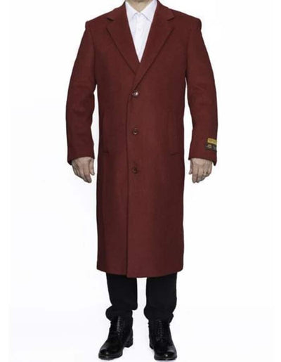 Red Trench Coat - Long Coat - Mens Red Peacoat - Mens Red Overcoat - Wool Fabric 1   - from alligatorwarehouse.com