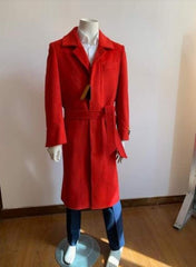 Red Trench Coat - Long Red Coat - Mens Red Peacoat - Mens  Overcoat - Wool Fabric