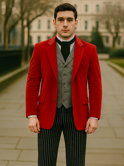 Red Velvet Roderick Smoking Jacket – Luxurious Men's Wear