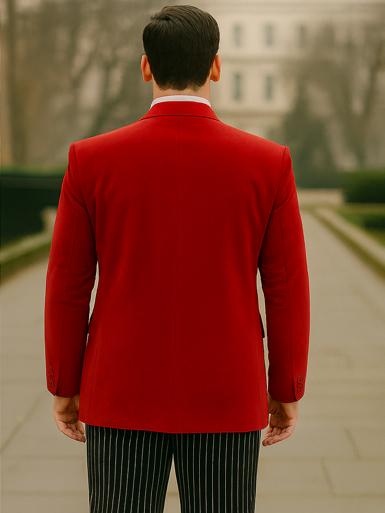 Red Velvet Roderick Smoking Jacket – Luxurious Men's Wear
