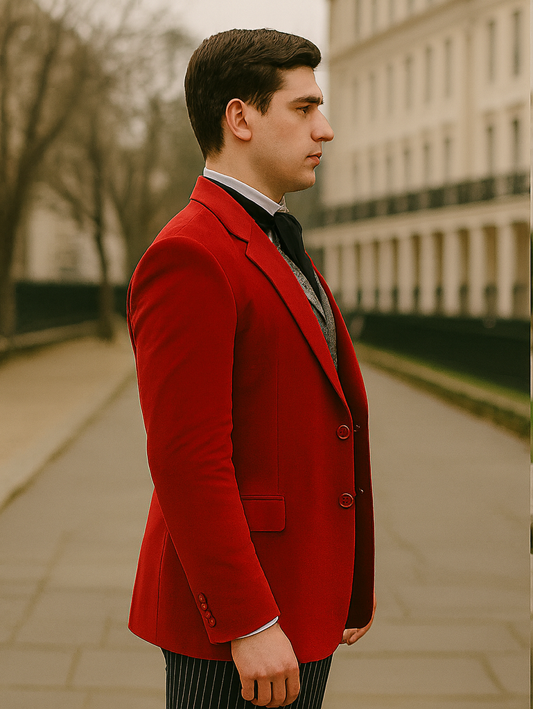 Red Velvet Roderick Smoking Jacket – Luxurious Men's Wear 3   - from alligatorwarehouse.com