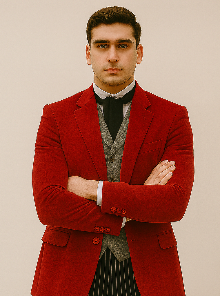 Red Velvet Roderick Smoking Jacket – Luxurious Men's Wear