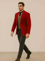 Red Velvet Roderick Smoking Jacket – Luxurious Men's Wear