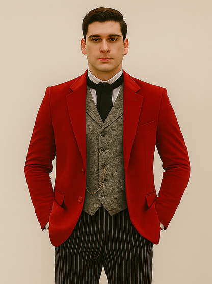 Red Velvet Roderick Smoking Jacket – Luxurious Men's Wear