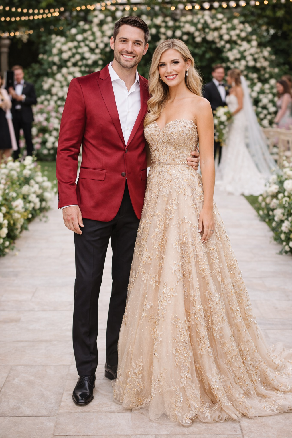 Men’s Slim Fit Red Satin Blazer – Elegant Two-Button Formal Suit Jacket for Weddings, in Red Color