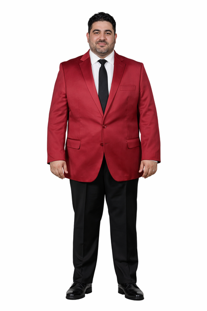 Men’s Slim Fit Red Satin Blazer – Elegant Two-Button Formal Suit Jacket for Weddings, in Red Color