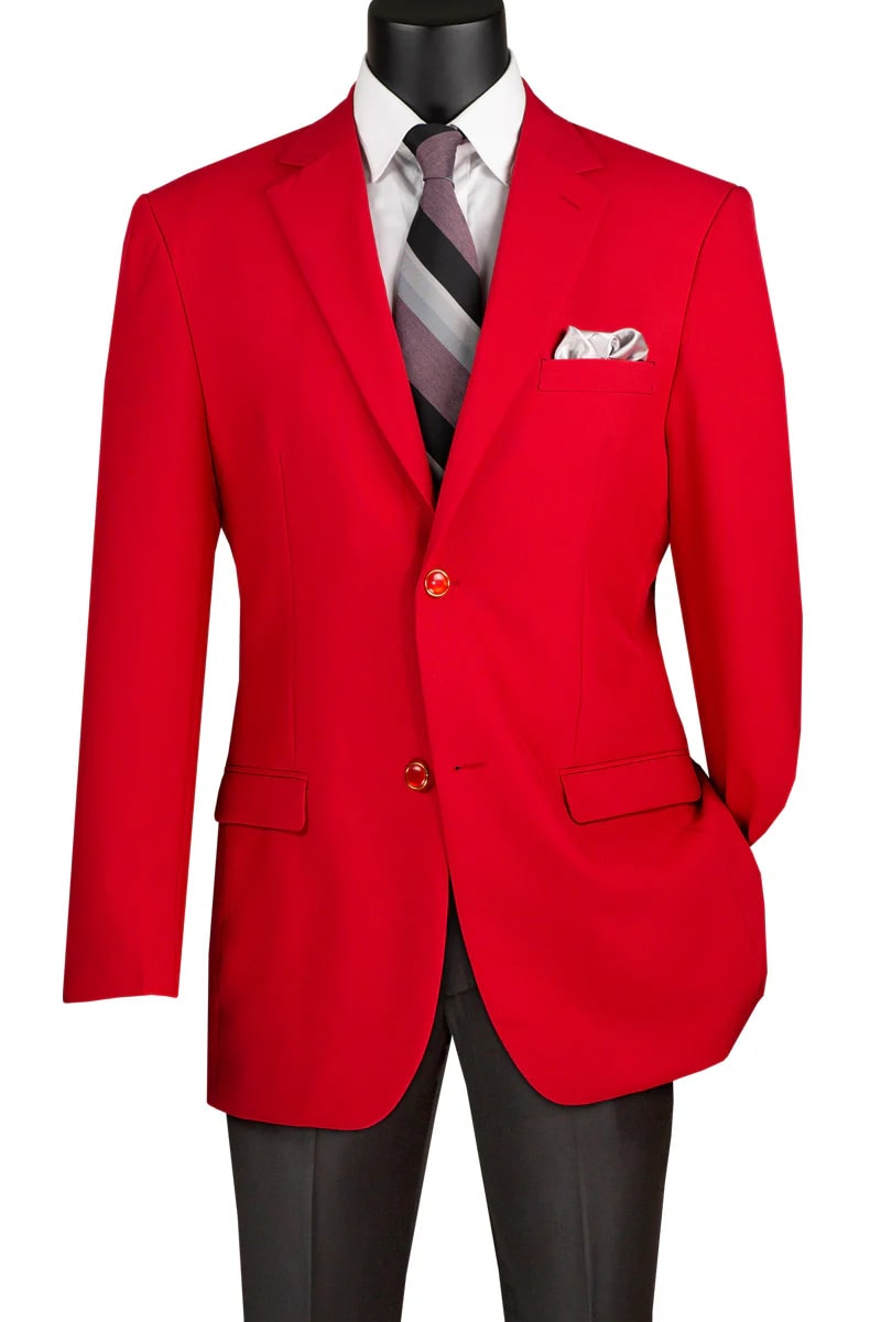 Mens Classic Fit Rayon Fabric Club Sport Coat Blazer In Red