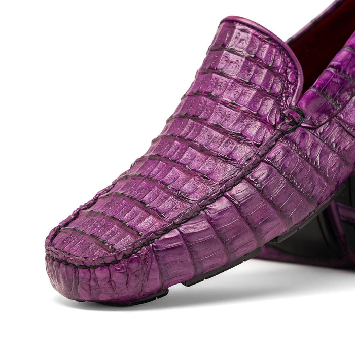 Marco_Di_Milano Remo: Luxury Purple Leather Loafers