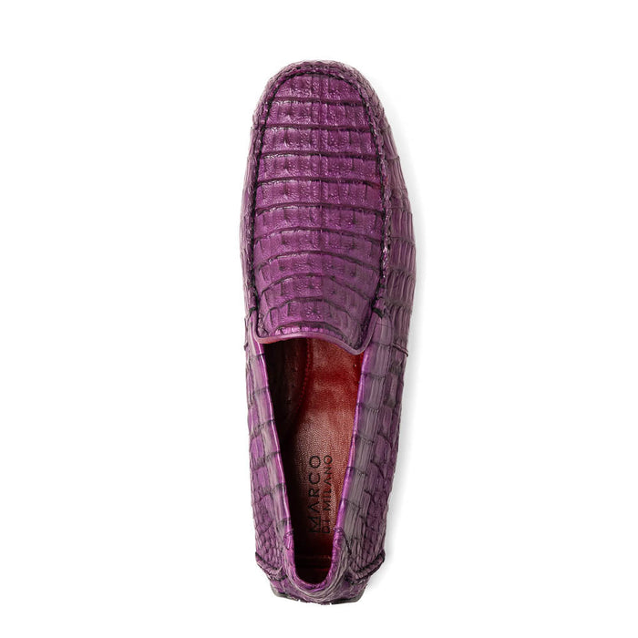 Marco_Di_Milano Remo: Luxury Purple Leather Loafers