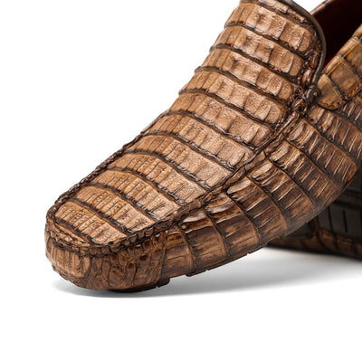 Marco Di Milano Remo Washed Brown Caiman Crocodile Driving Shoes 3 REMO_CAIMAN FUSCUS_WASHED BROWN_8  - from alligatorwarehouse.com