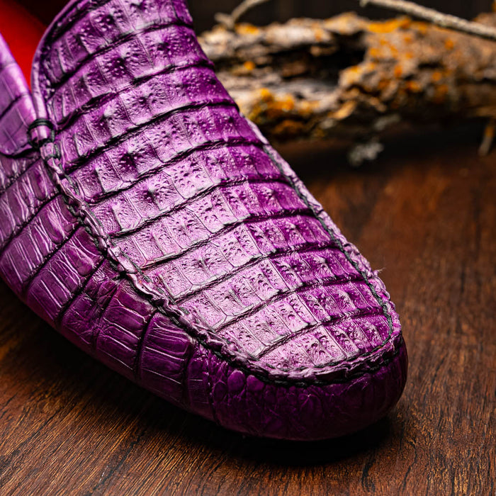 Marco_Di_Milano Remo: Luxury Purple Leather Loafers