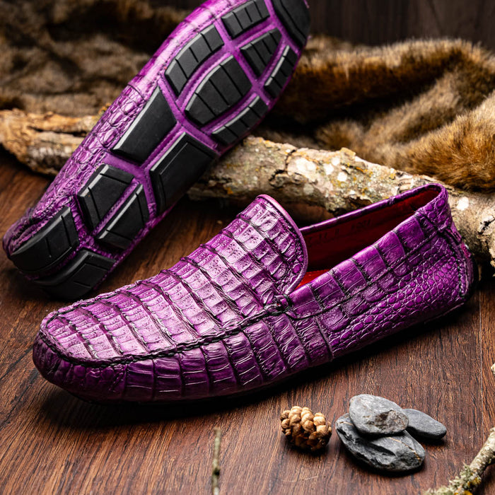 Marco_Di_Milano Remo: Luxury Purple Leather Loafers