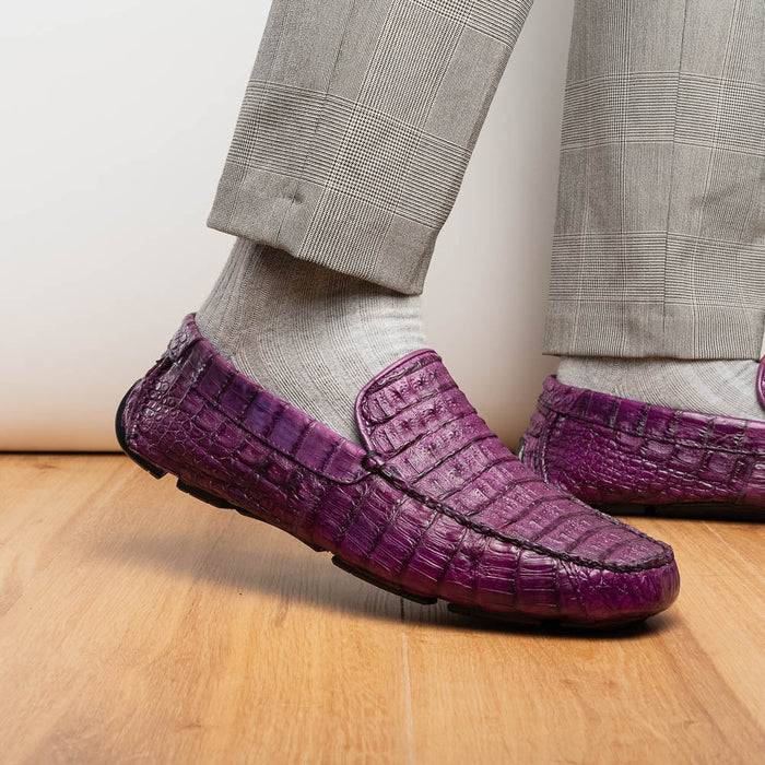 Marco_Di_Milano Remo: Luxury Purple Leather Loafers