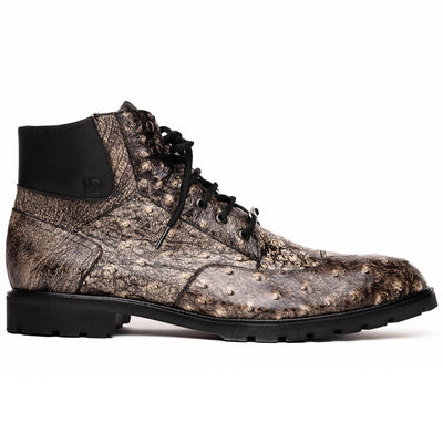 Marco Di Milano Renzo Stone Black Ostrich Lace-Up Boots 1 RENZO_OSTRICH_STONE BLACK_8  - from alligatorwarehouse.com