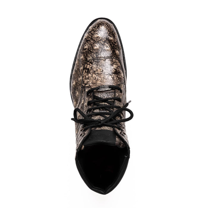 Marco Di Milano Renzo Black Ostrich Hiker Boots 