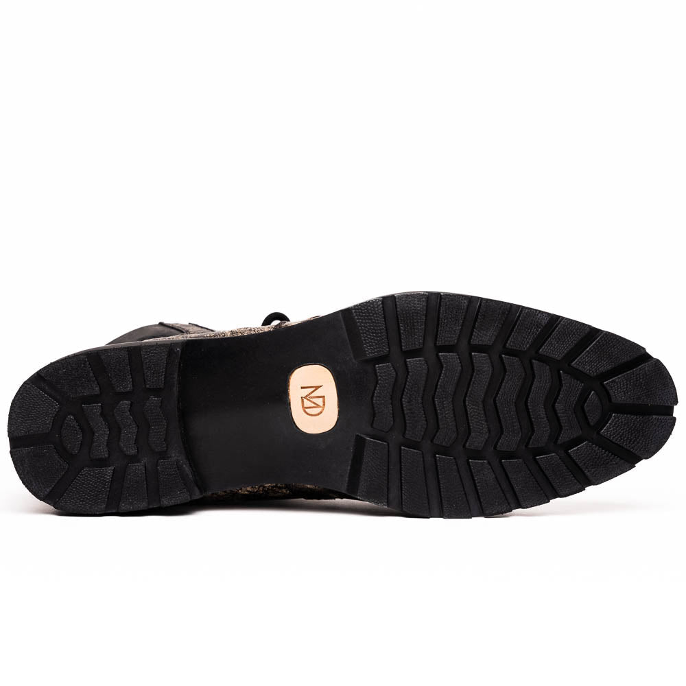 Marco Di Milano Renzo Black Ostrich Hiker Boots 