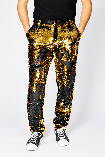 Rewrite Gold Mens Sequin Pants