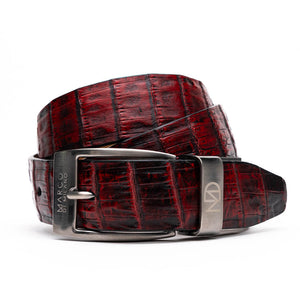 Marco Di Milano Riccardo Belt: Black Cherry Leather Dress Shoe