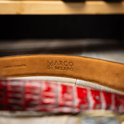 Marco Di Milano Riccardo Belt: Black Cherry Leather Dress Shoe