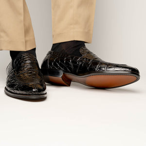 Zelli Roma Genuine Caiman Crocodile Penny Loafer in Black