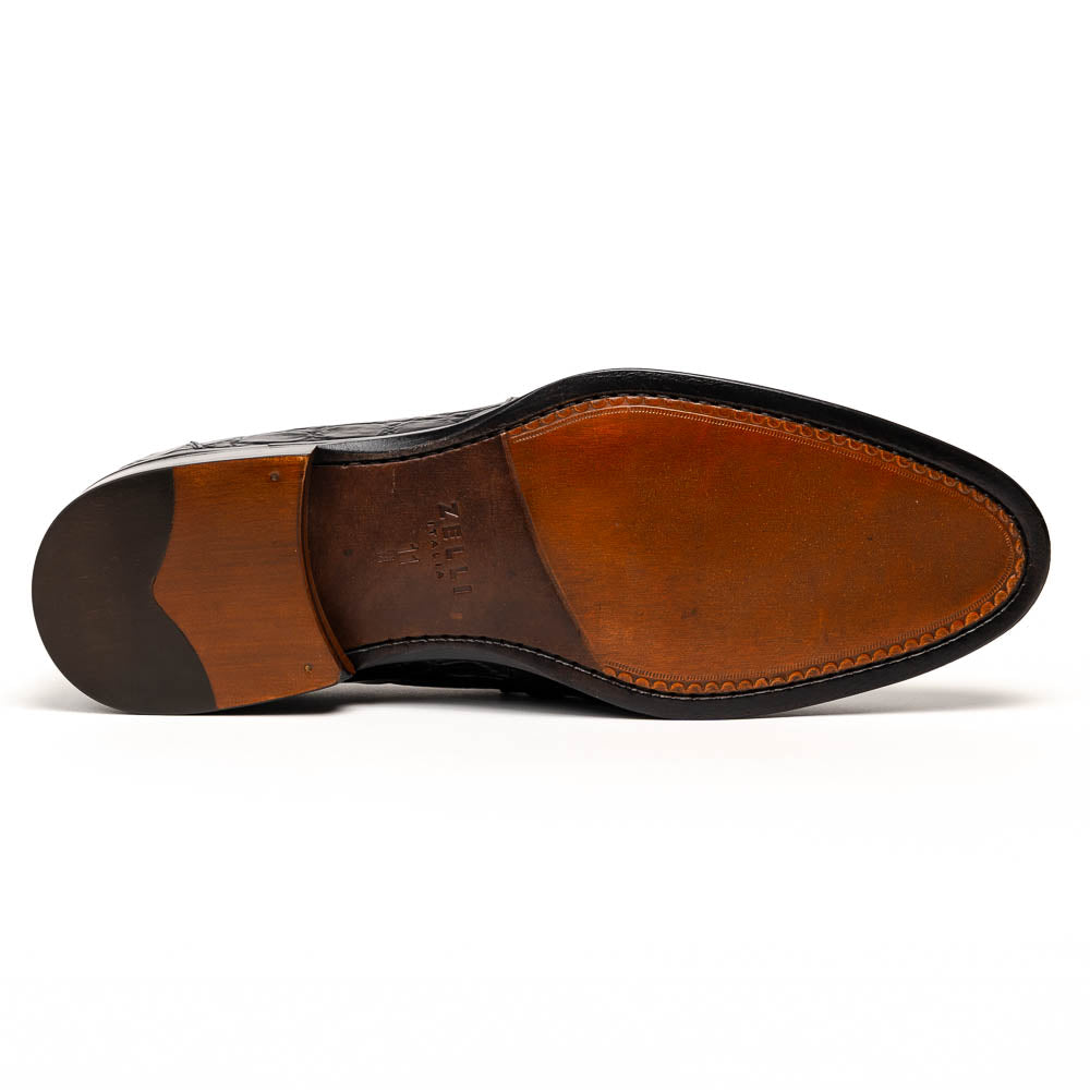 Zelli Roma Genuine Caiman Crocodile Penny Loafer in Black
