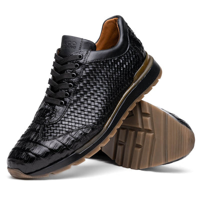 Marco Di Milano Roma Black Genuine Caiman Crocodile / Woven Leather Fashion Sneakers 2 ROMA_CAIMAN FUSCUS_BLACK_8  - from alligatorwarehouse.com