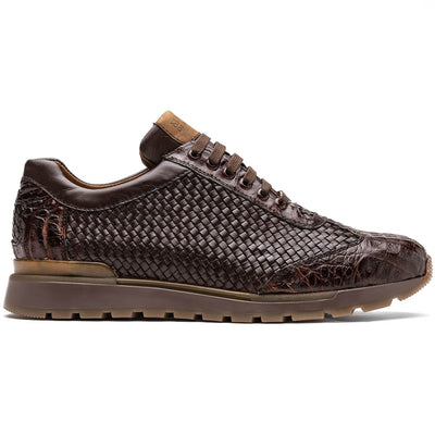 Marco Di Milano Roma Brown Genuine Caiman Crocodile / Woven Leather Fashion Sneakers 1 ROMA_CAIMAN FUSCUS_BROWN_8  - from alligatorwarehouse.com