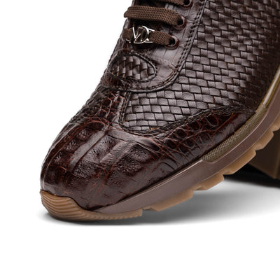 Marco Di Milano Roma Brown Genuine Caiman Crocodile / Woven Leather Fashion Sneakers 3 ROMA_CAIMAN FUSCUS_BROWN_8  - from alligatorwarehouse.com