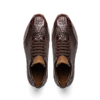 Marco Di Milano Roma Brown Genuine Caiman Crocodile / Woven Leather Fashion Sneakers 4 ROMA_CAIMAN FUSCUS_BROWN_8  - from alligatorwarehouse.com
