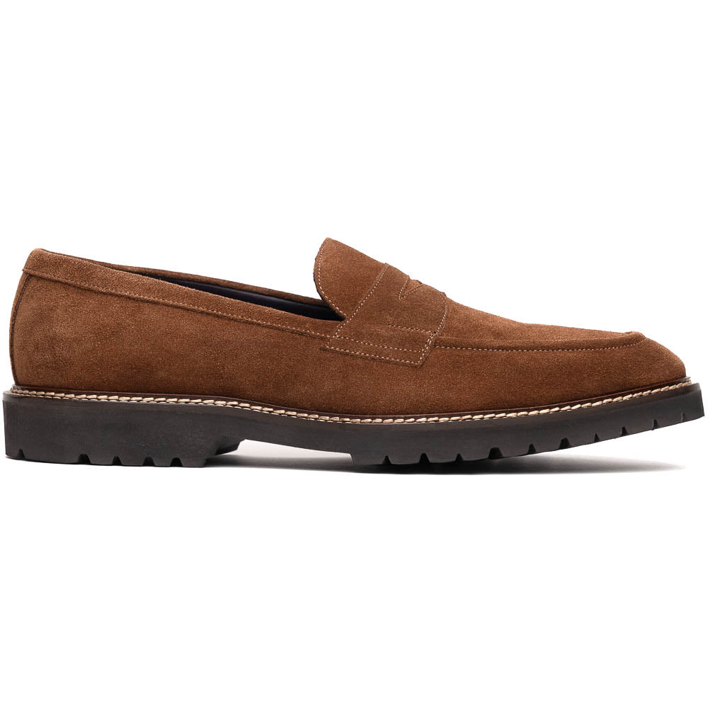 Zelli Roma Italian Suede Penny Loafers in a Beautiful Tobacco Finish