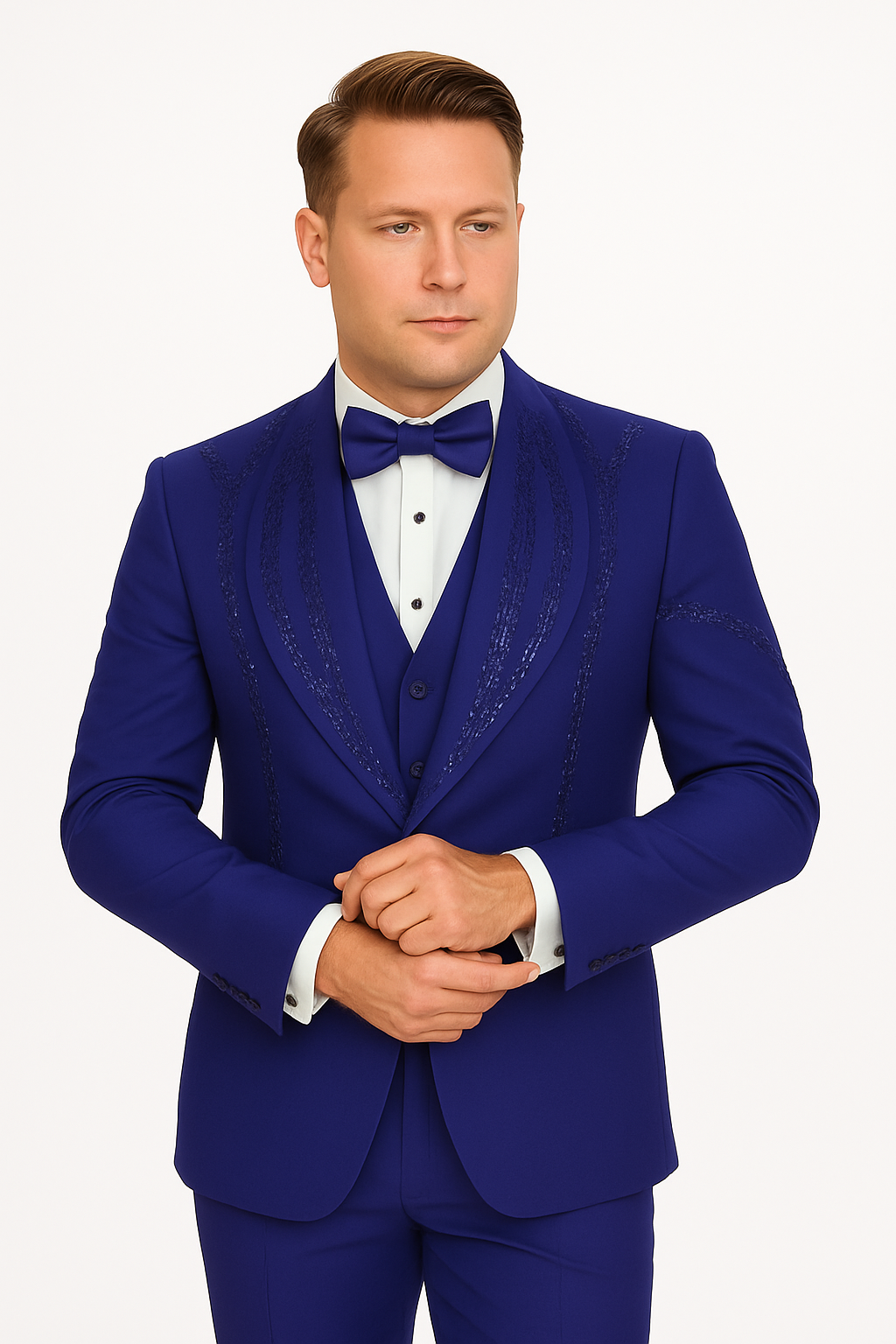 Royal Blue Italian Wool 3-Piece Modern Fit Tuxedo