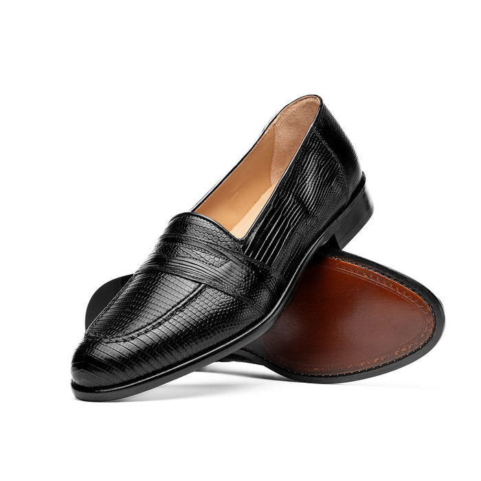 Zelli Rossi Genuine Teju Lizard Apron Toe Slip-On Loafer in Black