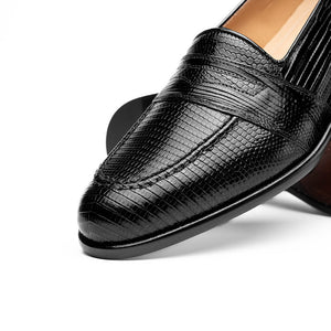 Zelli Rossi Genuine Teju Lizard Apron Toe Slip-On Loafer in Black