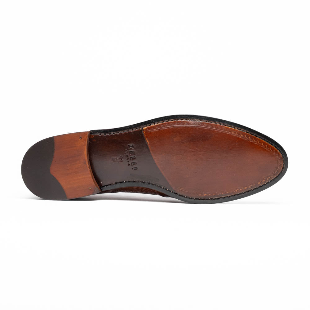 Zelli Rossi Genuine Teju Lizard Apron Toe Slip-On Loafer in Cognac