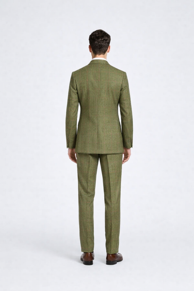 Rossiman Suit – Sage Green & Burnt Orange Windowpane Plaid Double-Breasted Suit