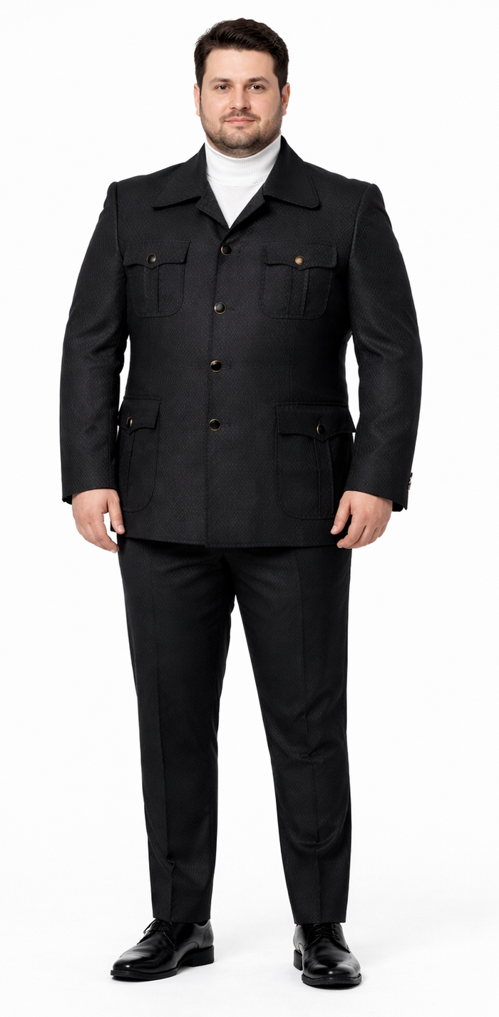 Black Safari Walking Suit for Men – Rossiman Utility Jacket and Trousers Set
