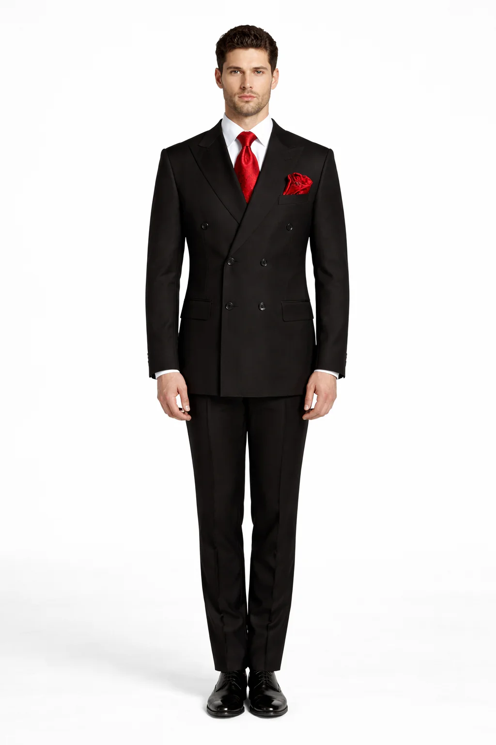 Rossiman Men’s Formal Black Slim Fit Suit – 3-Piece with Stylish Vest & Trousers