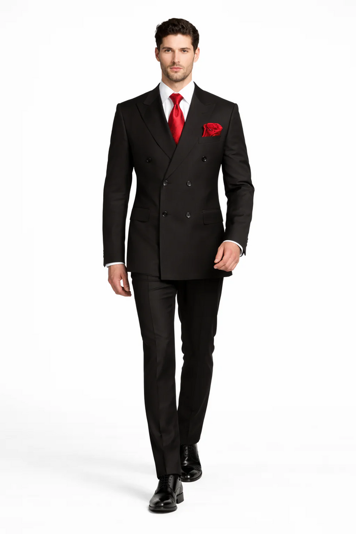 Rossiman Men’s Formal Black Slim Fit Suit – 3-Piece with Stylish Vest & Trousers