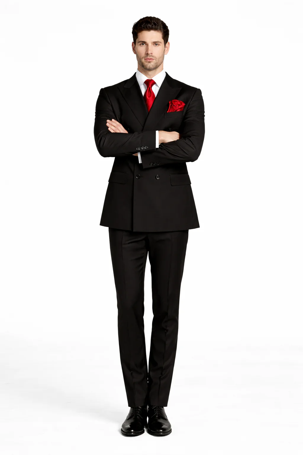 Rossiman Men’s Formal Black Slim Fit Suit – 3-Piece with Stylish Vest & Trousers