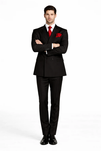 Rossiman Men’s Formal Black Slim Fit Suit – 3-Piece with Stylish Vest & Trousers