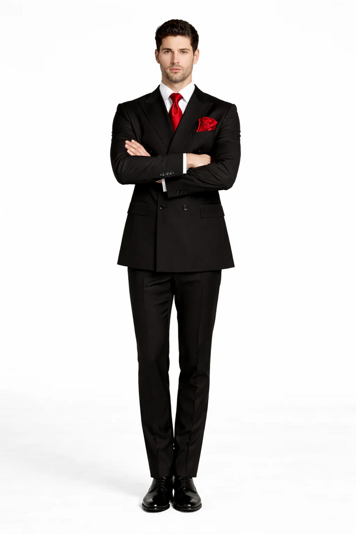 Rossiman Men’s Formal Black Slim Fit Suit – 3-Piece with Stylish Vest & Trousers