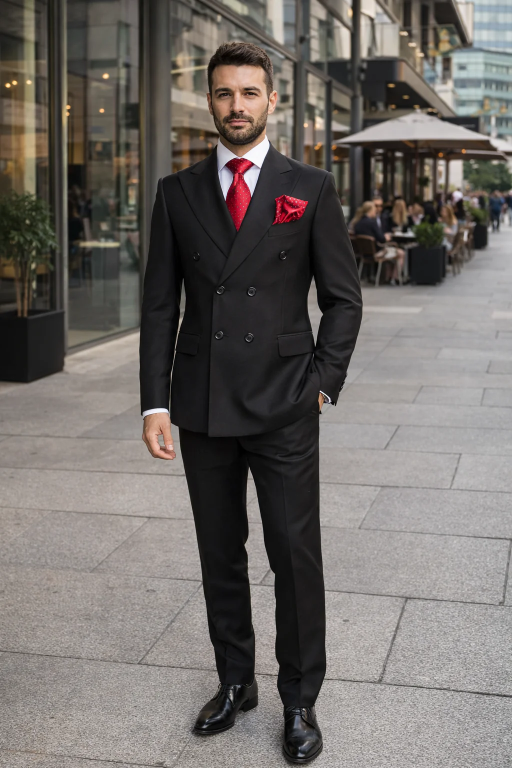 Rossiman Men’s Formal Black Slim Fit Suit – 3-Piece with Stylish Vest & Trousers