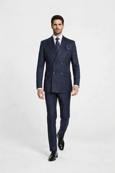Rossiman Blue Men's Suit Double Breasted Slim Fit